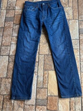 Levi’s 505 Mens Regular Fit Dark Wash Blue Jeans Size W32xL32 Denim Straight Leg